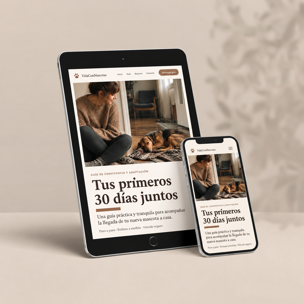 Tus primeros 30 días juntos: mockup original en tablet y celular